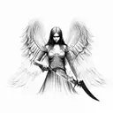 angel with sword tattoo design idea