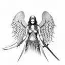 angel with sword tattoo design idea