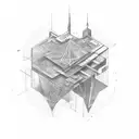 A Coldplay lyric written in architectural typography tattoo design idea