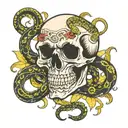 skull with snakes tattoo design idea