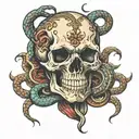 skull with snakes tattoo design idea