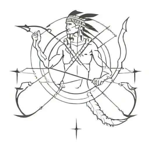 a group of native americans holding bows and arrows tattoo design idea