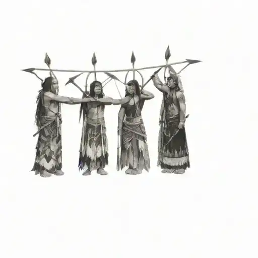 a group of native americans holding bows and arrows tattoo design idea