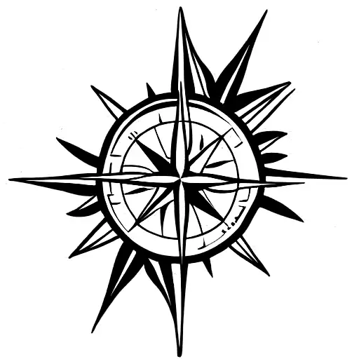 compass carnation water lily stars tattoo design idea