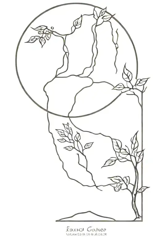 enzo circle and alder tree growing tattoo design idea