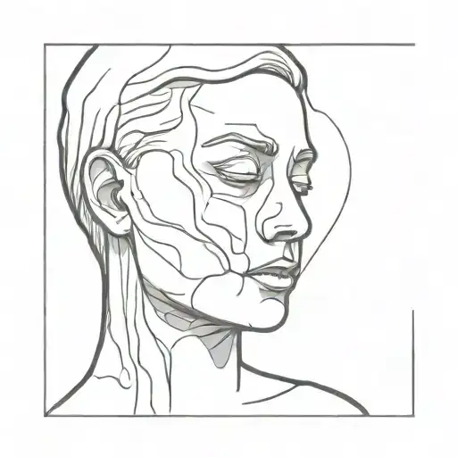 statue holding a melting vinyl in front of its face tattoo design idea