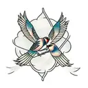 TWO INTERTWINED SPARROWS tattoo design idea
