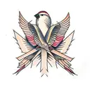 TWO INTERTWINED SPARROWS tattoo design idea