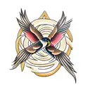 TWO INTERTWINED SPARROWS tattoo design idea