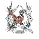 TWO INTERTWINED SPARROWS tattoo design idea