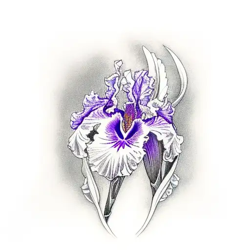 art nouveau purple iris tattoo design idea
