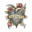 Serenity name inside heart symbolizing love tattoo design idea