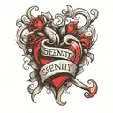 Serenity name inside heart symbolizing love tattoo design idea
