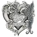 Serenity name inside heart  tattoo design idea