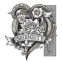Serenity name inside heart  tattoo design idea