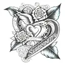 Serenity name inside heart  tattoo design idea