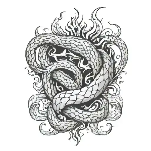 tattoo template "may every false spark you lit in my heart, lead to the burning of your soul" snakes+heart+alot of fire tattoo design idea