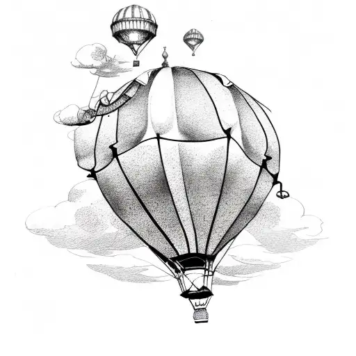Steampunk-inspired hot air balloon tattoo design idea