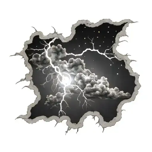 thunderstorm lightning moon sky stars thunder tattoo design idea