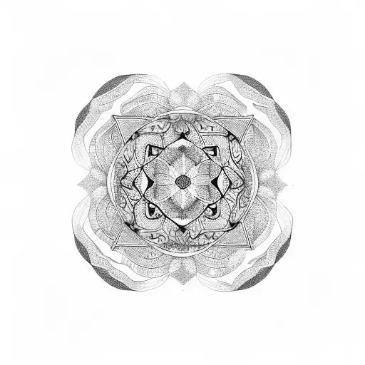 geometric and mandala hybrid with classic animals, flowers and objects tattoo design idea