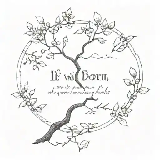 the phrase "if i was born a blackthorn tree, i'd wanna be felled by you, held by you, fuel the pyre of your enemies" tattoo design idea