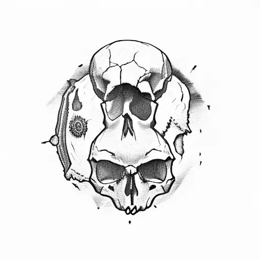 Raven with skull stomach  tattoo design idea