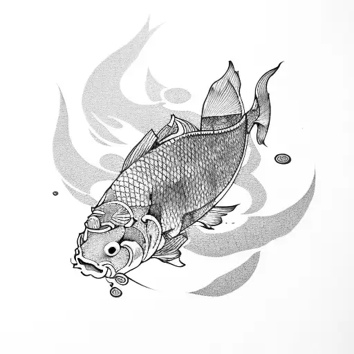 Koi Fish Japanese buildings  tattoo design idea