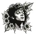 Harry Styles from One Direction with sunflowers  tattoo design idea