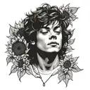 Harry Styles from One Direction with sunflowers  tattoo design idea