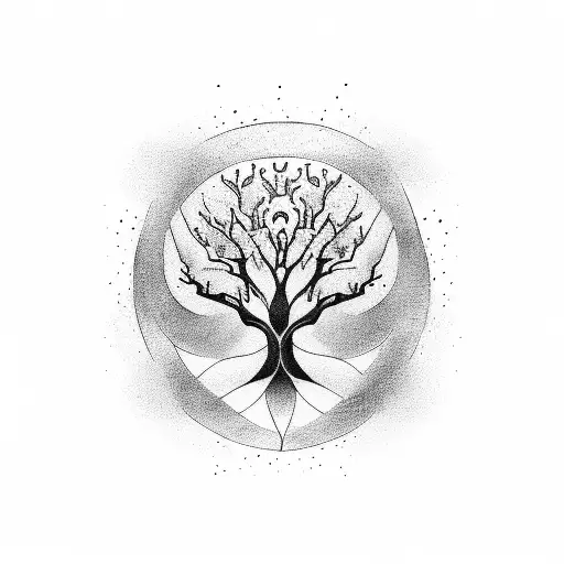 Tree of life, stem and branches from these names: paul, teresa, nathan, Paulyn, Ally and Thea; minimalist tattoo design idea