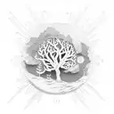 Tree, stem and branches from these names: paul, teresa, nathan, Paulyn, Ally and Thea; minimalist tattoo design idea