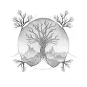 Tree, stem and branches from these names: paul, teresa, nathan, Paulyn, Ally and Thea; minimalist tattoo design idea