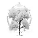 Tree, stem and branches from these names: paul, teresa, nathan, Paulyn, Ally and Thea; minimalist tattoo design idea