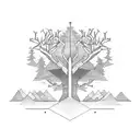 Tree, stem and branches from these names: paul, teresa, nathan, Paulyn, Ally and Thea; minimalist tattoo design idea