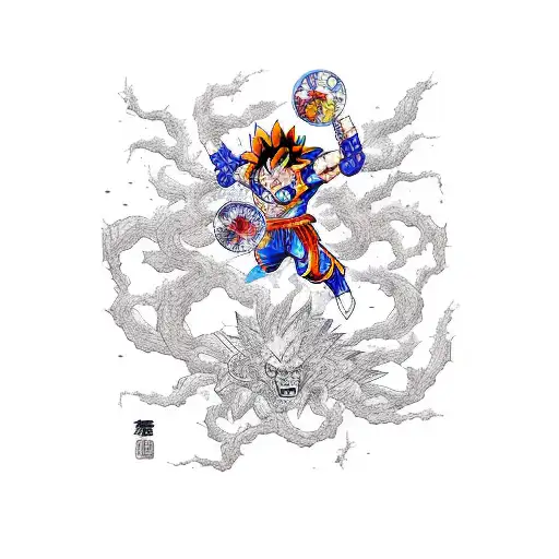 goku com homen aranha e harry potter tattoo design idea