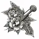 espada com flores  tattoo design idea
