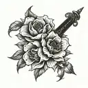 espada com flores  tattoo design idea