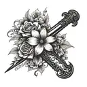 espada com flores  tattoo design idea