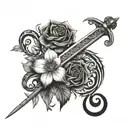 espada com flores  tattoo design idea