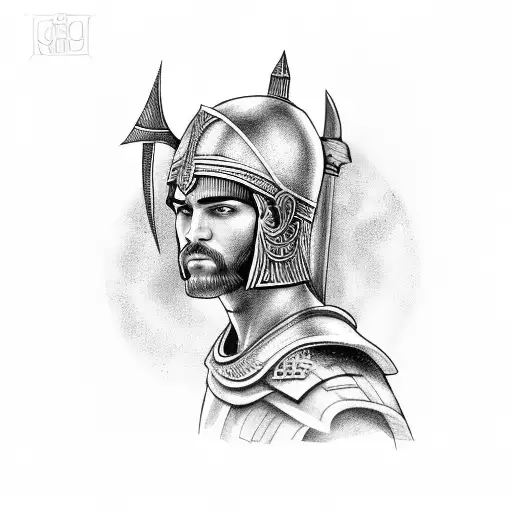 greek warrior from behind  tattoo design idea