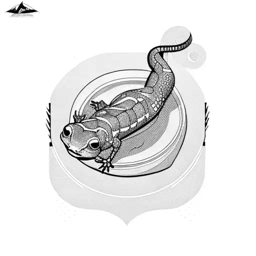 Flat Salamander style eating it's tail tattoo design idea