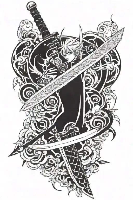 ichigo kurosaki ichigo's sword sleeve tattoo featuring tattoo design idea