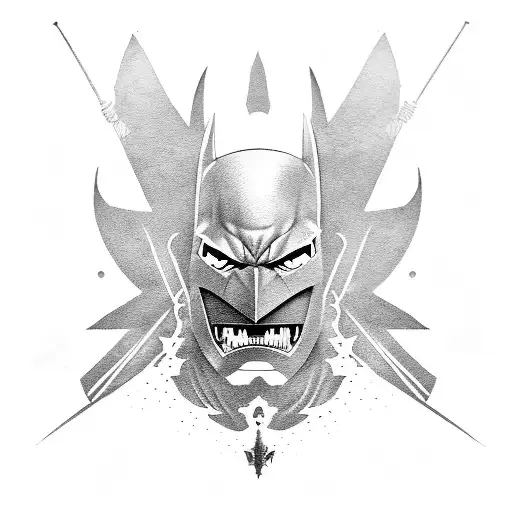 batman oni shogun samurai mask tattoo design idea
