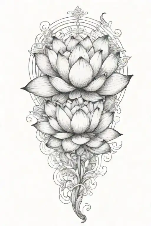 lotus flower blooming tattoo design idea