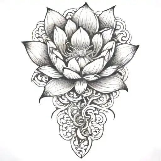japanese lotus flower tattoo design idea