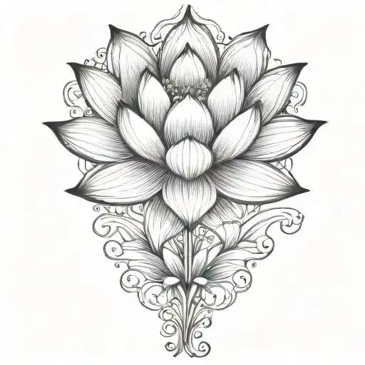 lotus flower blooming tattoo design idea
