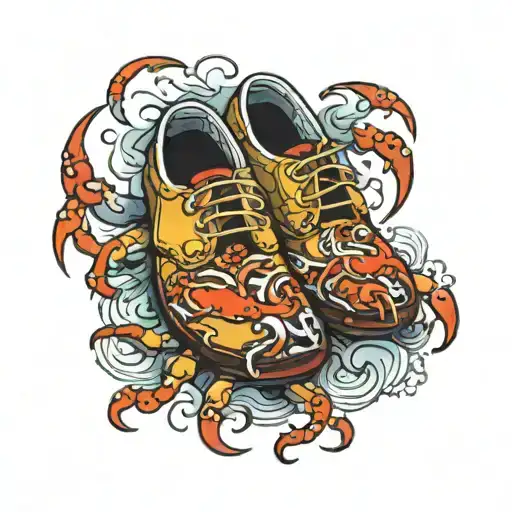 shoes with crabs tattoo design idea
