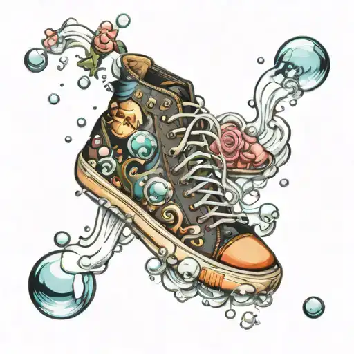 shoes with bubbles tattoo design idea