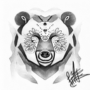 Bear face with X on eyes tattoo design idea