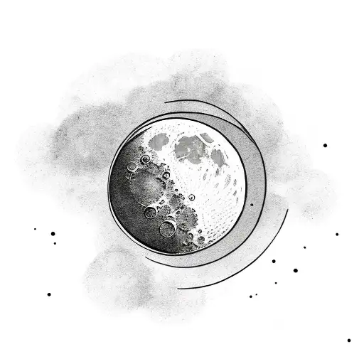 Moon with text "SNY Halo" tattoo design idea